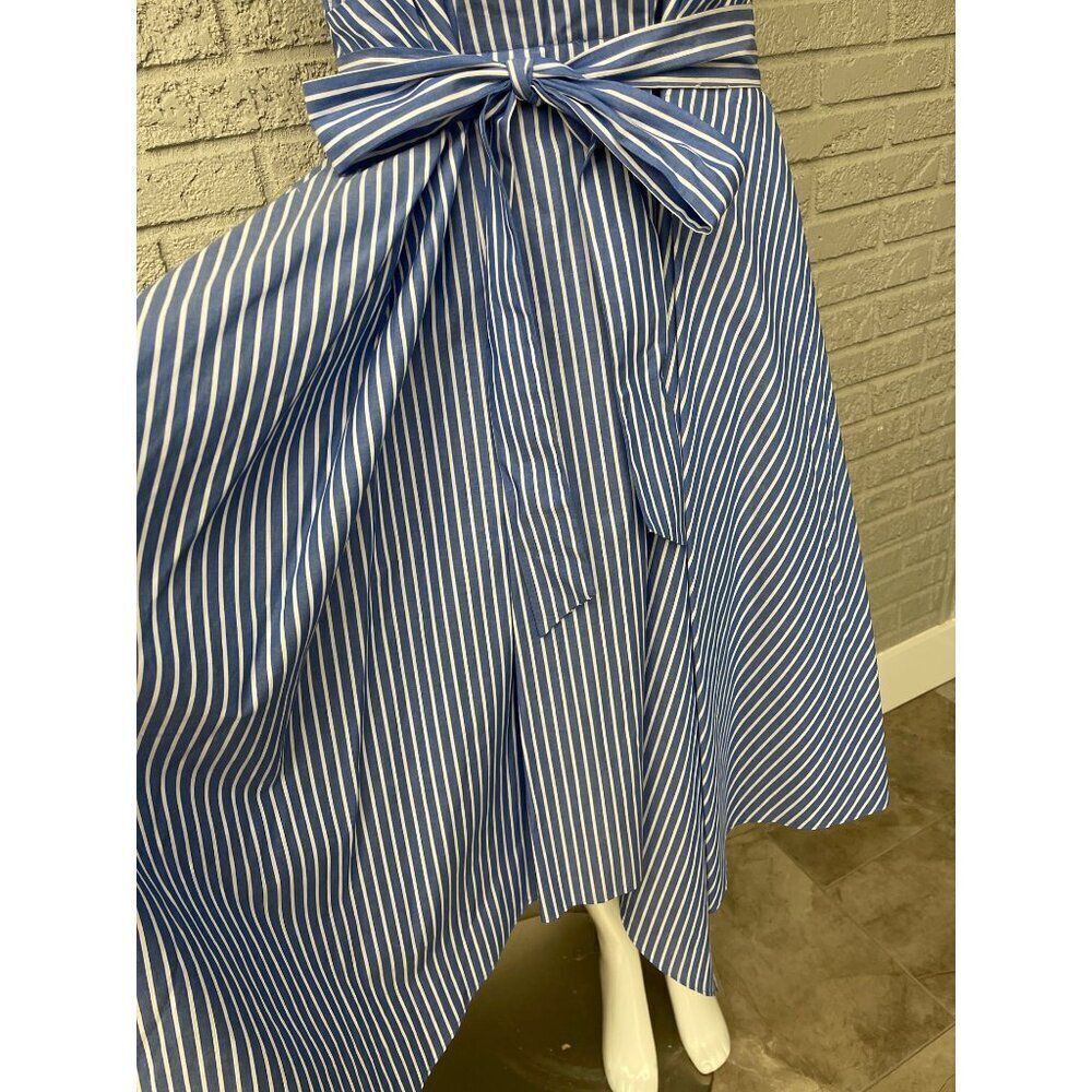 Tahari Arthur S Levine Women Sleeveless Striped Asymmetrical Dress Size 12 - Picture 4 of 9